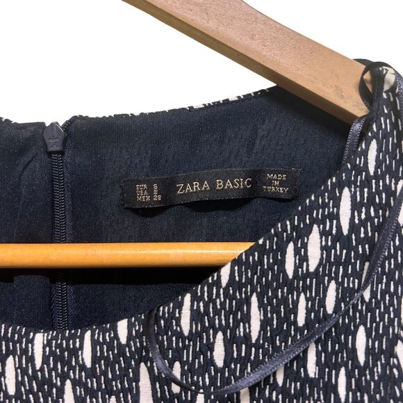 Zara Basic Blue and White Fit and Flare Dress Size S - Picture 2 of 4